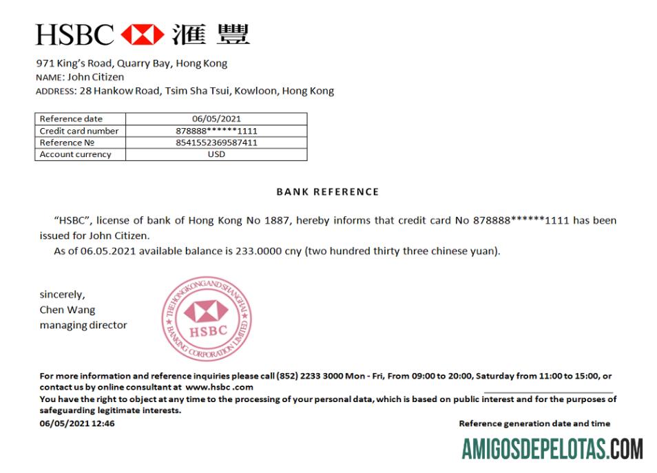 Referência do HSBC de Hong Kong modelo